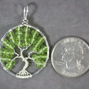 Peridot Tree of Life Pendant Silver Wire Wrapped Jewelry Wooland Forest Necklace August Birthstone Gemstones Spring Green Birthday Gift Her image 4
