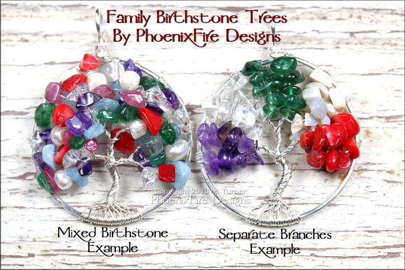 Family Tree of Life Pendant Birthstone Tree Necklace Custom Silver Gemstone Mom Jewelry Mother's Day Gift Idea Push Present Wire Wrapped image 3