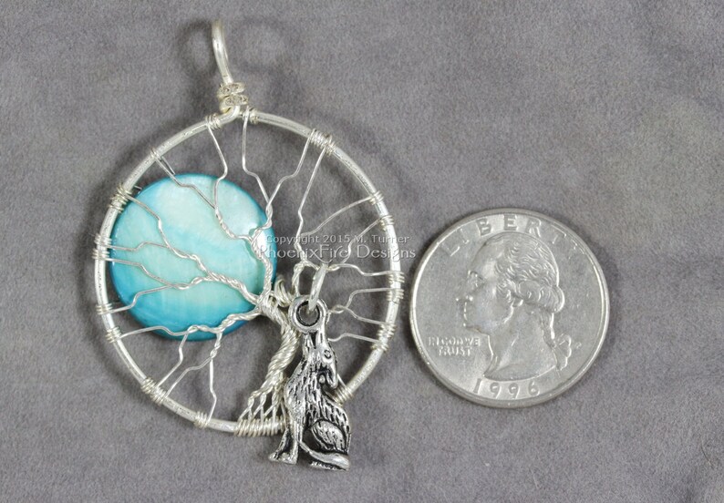 Howling Wolf Full Moon Tree of Life Pendant Silver Wire Etsy
