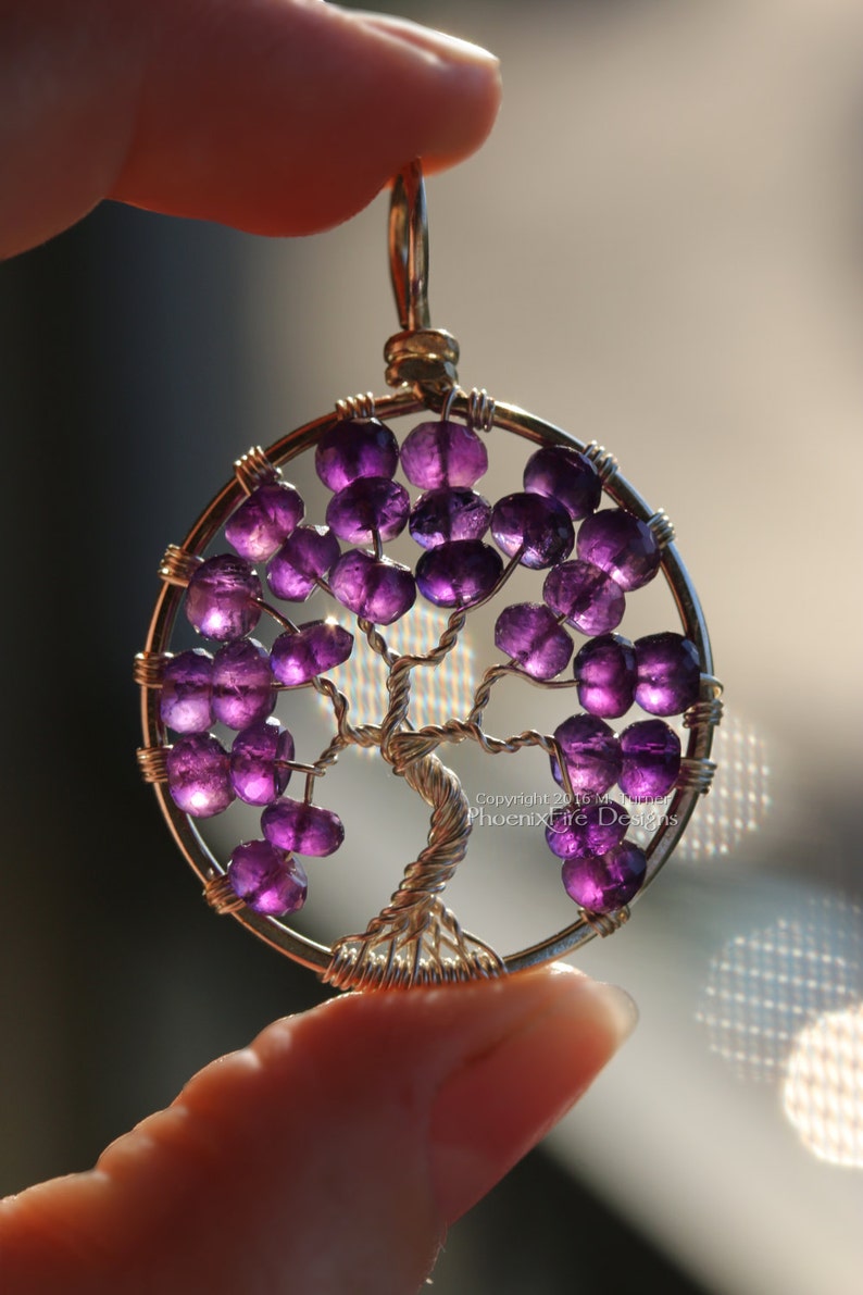 Amethyst Tree of Life Pendant Wire Wrapped Necklace Natural Purple Gemstone February Birthstone Tree Jewelry Forest Nature Earthy BoHo image 4