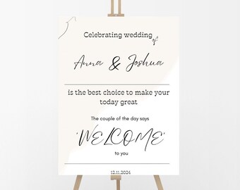 Blush Pink Willkommensschild bearbeitbare Vorlage, moderne Hochzeitsbeschilderung digitaler Download, sofortiger Download Hochzeitsschild, Willkommen bei unserem Hochzeitsschild