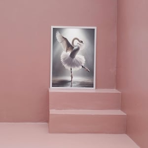 Elegant Dancing  Swan Art Print - Perfect Home Decor and Gift for Ballet Lovers | Swan Lake Inspired | Wall Art for Dance Enthusiasts