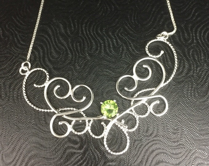 Bohemian Elvish Necklaces in Sterling Silver with 8mm Peridot, Amethyst, Sapphire, Gifts For Her, Statement Fae Renaissance Necklaces