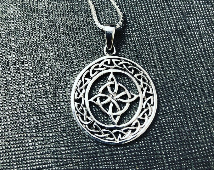Sterling Silver Celtic Knot Necklace: Irish Pendant, 18 Inch Chain, Gifts For Her