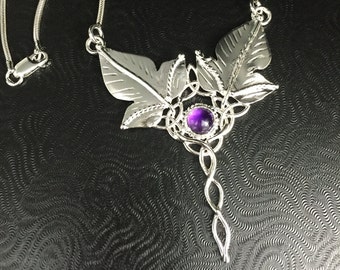 Celtic Elvish Moonstone Necklace with 16 Inch Box Chain, Bohemian Woodland Necklace Handmade Sterling Silver, Renaissance Leaf Necklace