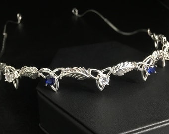 Circlets, Woodland Celtic Bridal Tiaras 925, Woodland Wedding Gemstone Circlet, Victorian Wedding Circlet Diadem, Alternative Bohemian Tiara