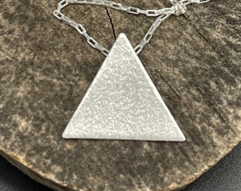 Sterling Silver Triangle Stevie Nicks Necklace, Pyramid Necklace with Box Chain, Triangle Pendant, Egyptian Pyramid, Symbolic Jewelry