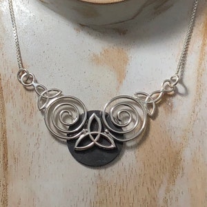 Celtic Knot Spiral Necklace in Sterling Silver with 16 inch Box Chain, Gifts For Her, Anniversary, Irish Bridal image 5