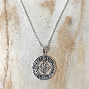 Sterling Silver Celtic Knot Necklace: Irish Pendant, 18 Inch Chain