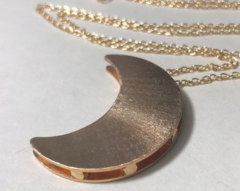 Stevie Nicks Inspired Crescent Moon Necklace: Gold Plated over Sterling Silver, 18 inch Chain, Reversible Necklace, Gifts For Her