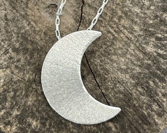Stevie Nicks Inspired 925 Sterling Silver Crescent Moon Necklace - 18 Inch Chain, Moon Pendant, Moon Jewelry, Handmade Moon, Pagan