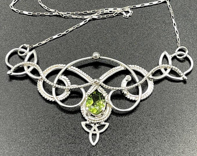 Featured listing image: Sterling Silver Handmade Victorian Celtic Sapphire Necklace, Norse Jewelry, Handmade Irish Wedding Necklace, Scottish Wedding, Gaelic Bride