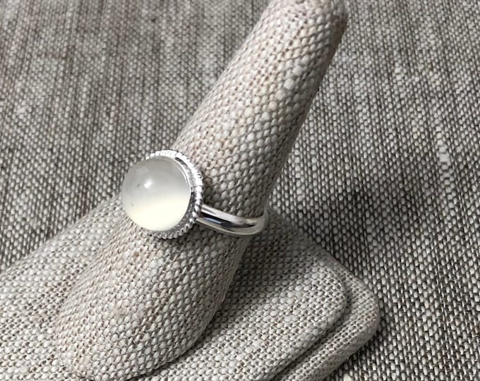 Moonstone Sterling Silver Ring, Simple Moonstone Rings, Gifts For Her, Handmade Sterling Silver Ring, Simple Gemstone Ring