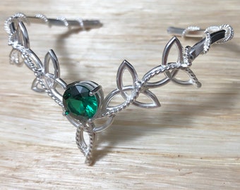 Irish Celtic 8mm Round Emerald Bracelet Cuff, Irish Cuff Bracelets, Trinity Designs,  8mm Moonstone Celtic Jewelry