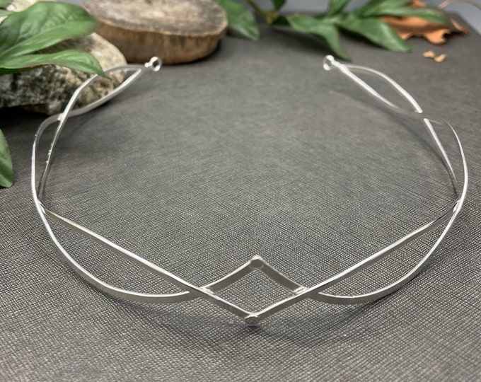 Sterling Silver Unisex Wedding Circlet Headpiece, Men's Circlet, Handmade Unisex Sterling Silver Circlet, Heavy Wire Circlet, Elvish CIrclet