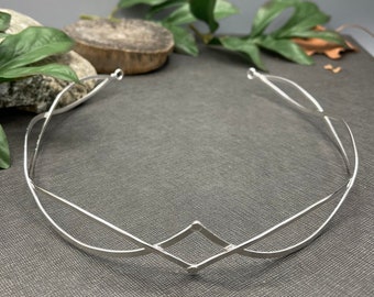 Unisex Wedding Circlet, Men Circlet, Boho Handmade Unisex Sterling Silver Headpiece, Heavy Wire Circlet, Elvish CIrclet