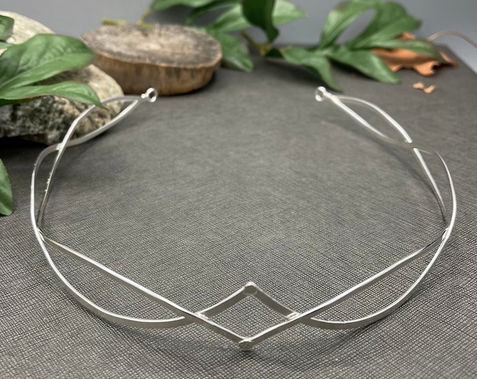 Unisex Wedding Circlet, Men Circlet, Boho Handmade Unisex Sterling Silver Headpiece, Heavy Wire Circlet, Elvish CIrclet