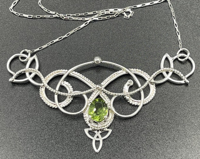 Featured listing image: Sterling Silver Handmade Victorian Celtic Sapphire Necklace, Norse Jewelry, Handmade Irish Wedding Necklace, Scottish Wedding, Gaelic Bride