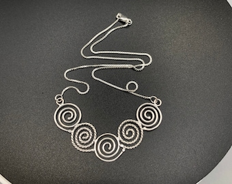 Celtic Spiral Symbol Necklace in Sterling Silver, Artisan Celtic Jewelry, Spiral Scrolling Necklace