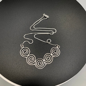 Celtic Spiral Symbol Necklace in Sterling Silver, Artisan Celtic Jewelry, Spiral Scrolling Necklace, Gifts For Her, Birthday