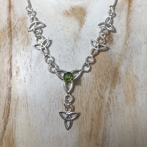 Celtic Knot Drop Necklace Earrings Set, Gifts For Her, Bohemian Amethyst Necklace, Dangle Earrings, Jewelry Sets Peridot
