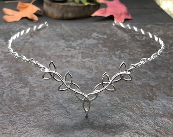 Irish Wedding Circlet in Sterling Silver, Celtic Circlet, Bridal Diadem, Trinity Knot Handmade Wedding Circlet, Celtic Circlets, OOAK