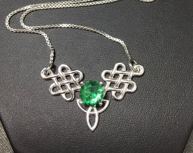Celtic Irish Peridot Amethyst Necklace in Sterling Silver, Gifts For Her, Bohemian Hipster Necklace, Celtic Necklace, Handmade Necklace