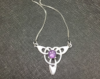 Celtic Irish Knot Necklace with Amethyst Topaz Peridot, Irish Bohemian Celtic Hipster Necklace, Amethyst Celtic Boho Necklace