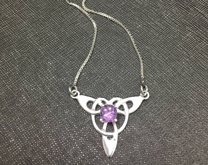 Celtic Irish Knot Necklace with Amethyst Topaz Peridot, Irish Bohemian Celtic Hipster Necklace, Amethyst Celtic Boho Necklace