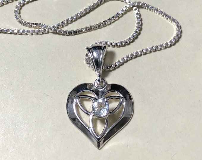 Irish Celtic Heart Amethyst Emerald Sapphire Necklace in Sterling Silver with Chain, Gifts For Her, Irish Jewelry, Celtic Wedding
