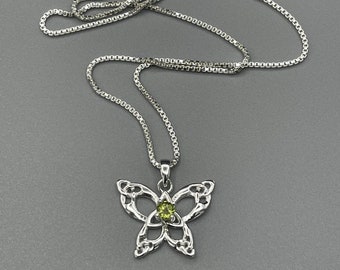 Butterfly Celtic Sterling Silver Necklace, Butterfly Trinity Knot, Irish Necklaces