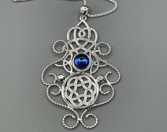 Celtic Victorian Steampunk Necklace in Sterling Silver, Bohemian Necklaces, Gifts for Her, Eclectic Necklaces, OOAK Jewelry
