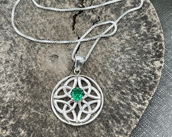 Celtic Knot Irish Necklace in Sterling Silver, Gifts For Her, Celtic Amethyst Peridot Bohemian Jewelry, Anniversary Gifts, Irish Jewelry