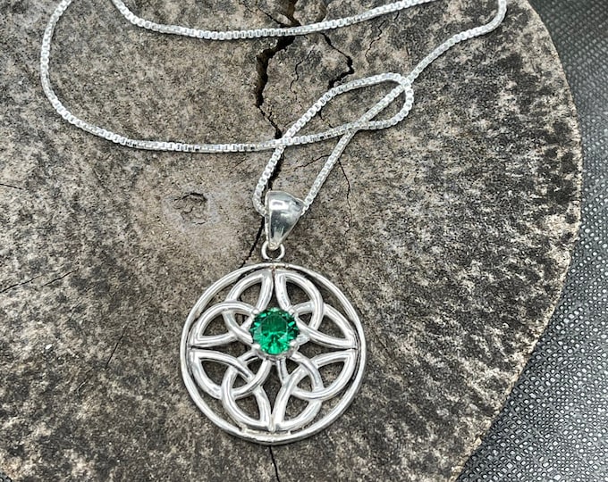 Celtic Knot Irish Necklace in Sterling Silver, Gifts For Her, Celtic Amethyst Peridot Bohemian Jewelry, Anniversary Gifts, Irish Jewelry