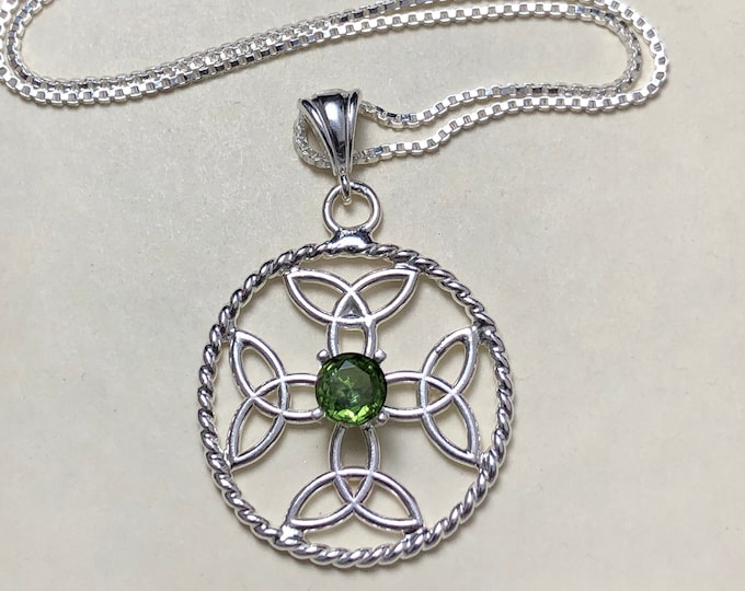 Celtic Dara Knot Emerald Amethyst Sapphire  Necklaces in Sterling Silver. Irish Weddings, Symbolic Necklaces, Celtic Symbolic