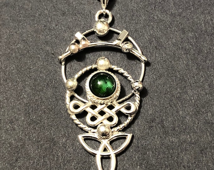 Celtic Bohemian Art Nouveau Sapphire Necklace in Sterling Silver, Boho Style Necklaces, Gifts for Her, Eclectic Necklaces, OOAK