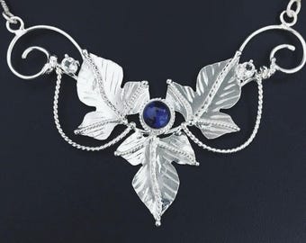 Woodland Botanical Leaf Necklace in Sterling Silver, Faery Necklaces, Gifts For Her, Elvish Bohemian Renaissance Jewelry, Real Leaf Necklace