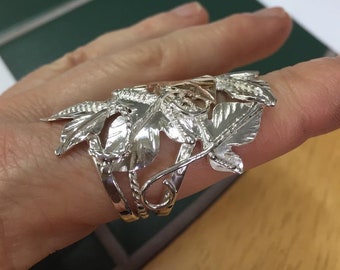 Woodland Leaf Ring in Sterling Silver, Statement Rings, Gifts For Her, Handmade Leaves Ring, Leaf Jewelry, Artisan Jewelry