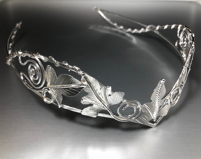 Woodland Leaf Wedding Bridal Crown Sterling Silver, Elvish Wedding Circlet, Leaf Wedding Diadem, Alternative Bride, LOTR Headpiece