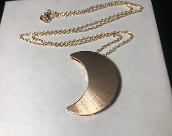 Stevie Nicks Inspired Crescent Moon Necklace: Gold Plated over Sterling Silver, 18 inch Chain, Reversible Necklace, Gifts For Her