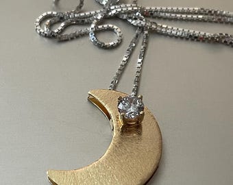 Stevie Nicks Inspired Gemstone Crescent Moon Necklace: Gold Plated over Sterling Silver, 18 inch Chain, Reversible Necklace, Gifts For Her
