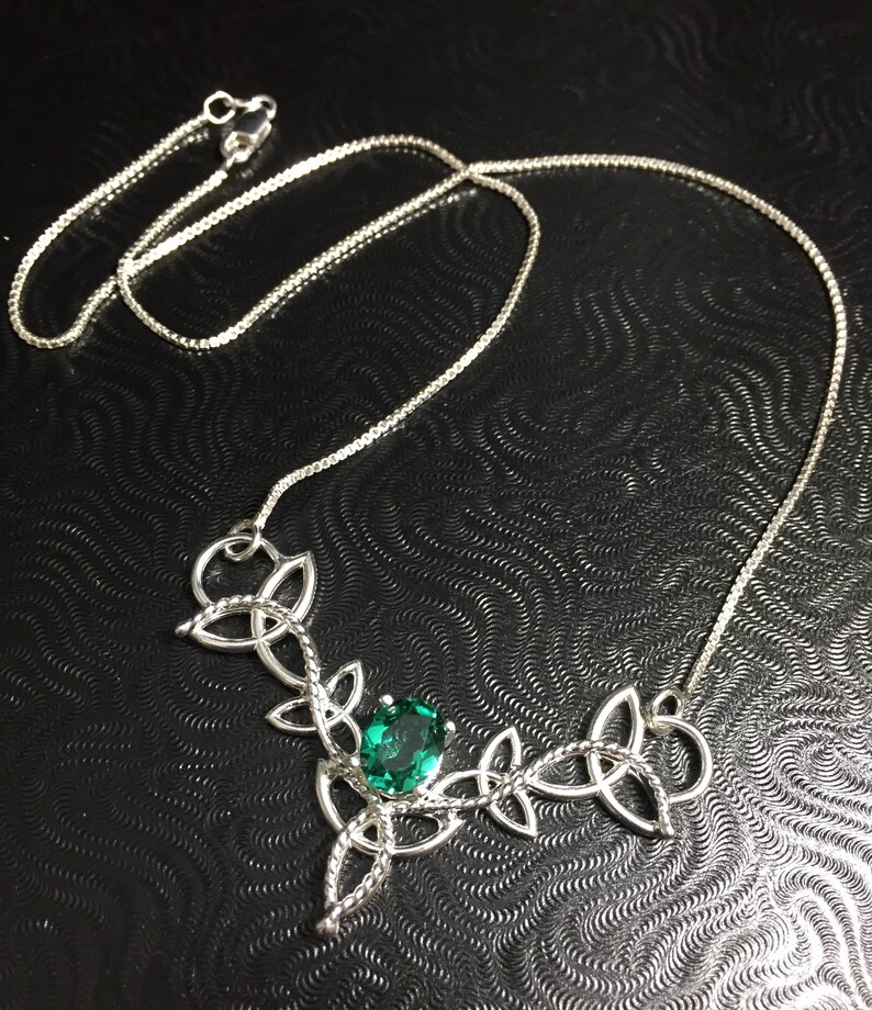 Celtic Knot Emerald Peridot Amethyst Necklace in Sterling Etsy