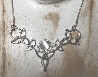 Celtic Trinity Knot Moonstone Necklace In Sterling Silver, Irish Necklace Pendant, Celtic Wedding Jewelry, Gifts For Her