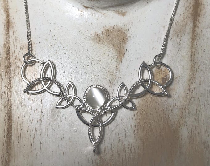 Celtic Trinity Knot Moonstone Necklace In Sterling Silver, Irish Necklace Pendant, Celtic Wedding Jewelry, Gifts For Her