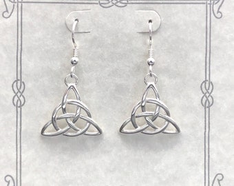 Cute Irish Trinity Knot Earrings in Sterling Silver, Celtic Earrings, Celtic Knot Earrings, Renaissance Earrings, Trinity Knot Jewelry