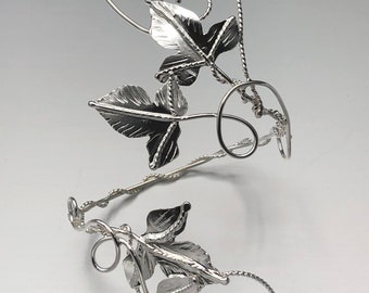 Handmade Sterling Silver Ivy Leaf Wrap Bracelet: Wrist Wrap Jewelry, Woodland Wedding, Arm Cuff, Elvish Bride, Gifts For Her