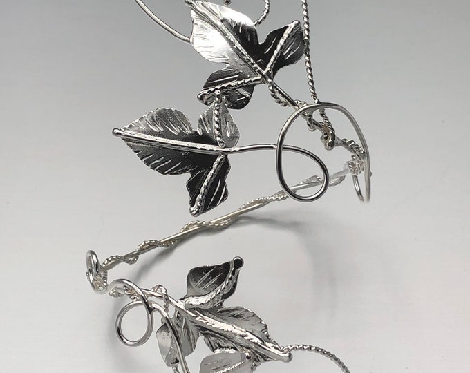 Handmade Sterling Silver Ivy Leaf Wrap Bracelet: Wrist Wrap Jewelry, Woodland Wedding, Arm Cuff, Elvish Bride, Gifts For Her