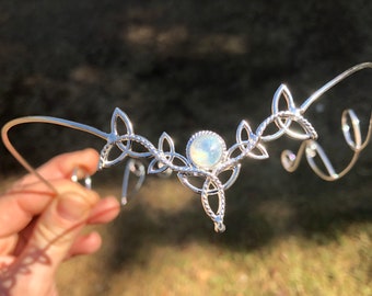 Celtic Moonstone Circlet  in Sterling Silver, Irish Bridal Tiara, Diadem, Gifts For Her, Fantasy Wedding