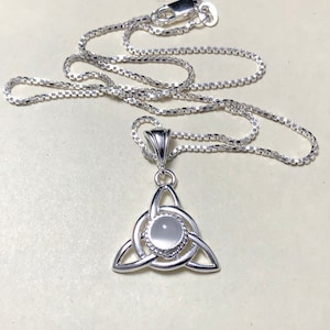 Irish Moonstone Necklace, Celtic Necklace in Sterling Silver, Gifts For Her, Charmed Necklace, Symbolic Necklaces