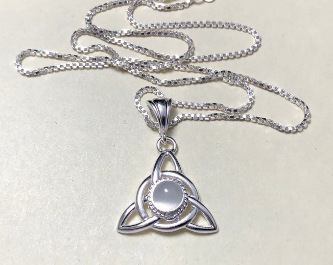 Irish Moonstone Necklace, Celtic Necklace in Sterling Silver, Gifts For Her, Charmed Necklace, Symbolic Necklaces